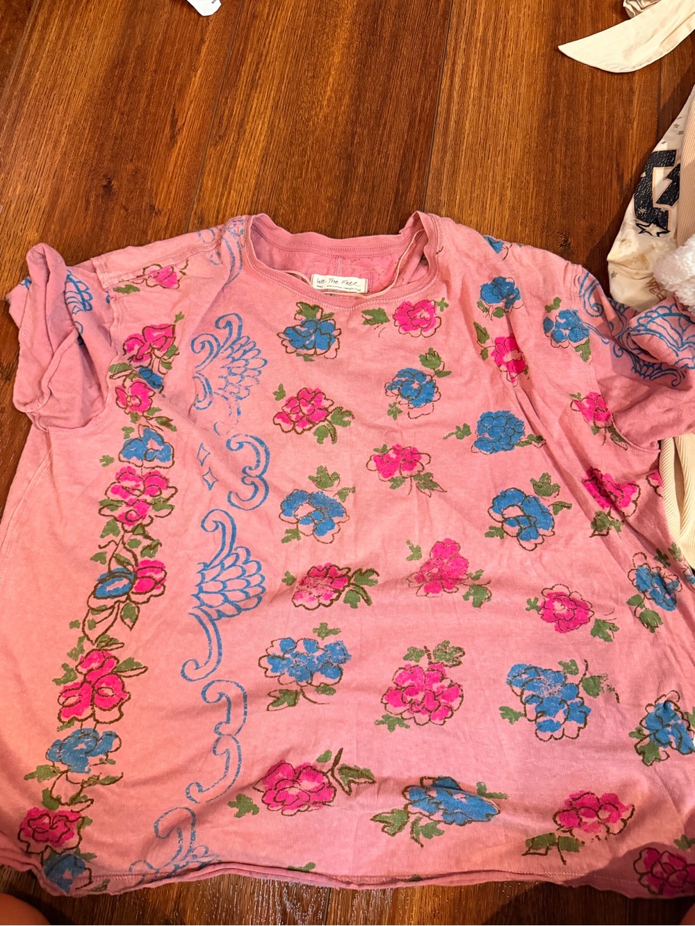 We The Free Pink Short-Sleeve Floral Tee
